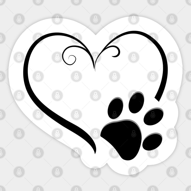 Dog paw print with heart symbol Sticker by GULSENGUNEL